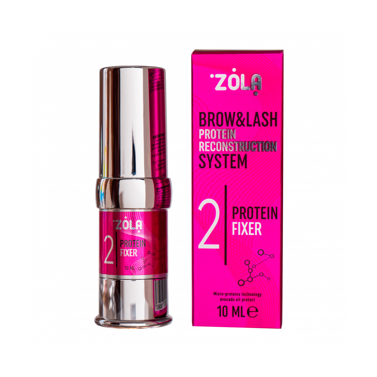 Средство для ламинирования бровей и ресниц ZOLA Brow&Lash Protein Reconstruction 2 Protein Fixer, этап 2, 10 мл