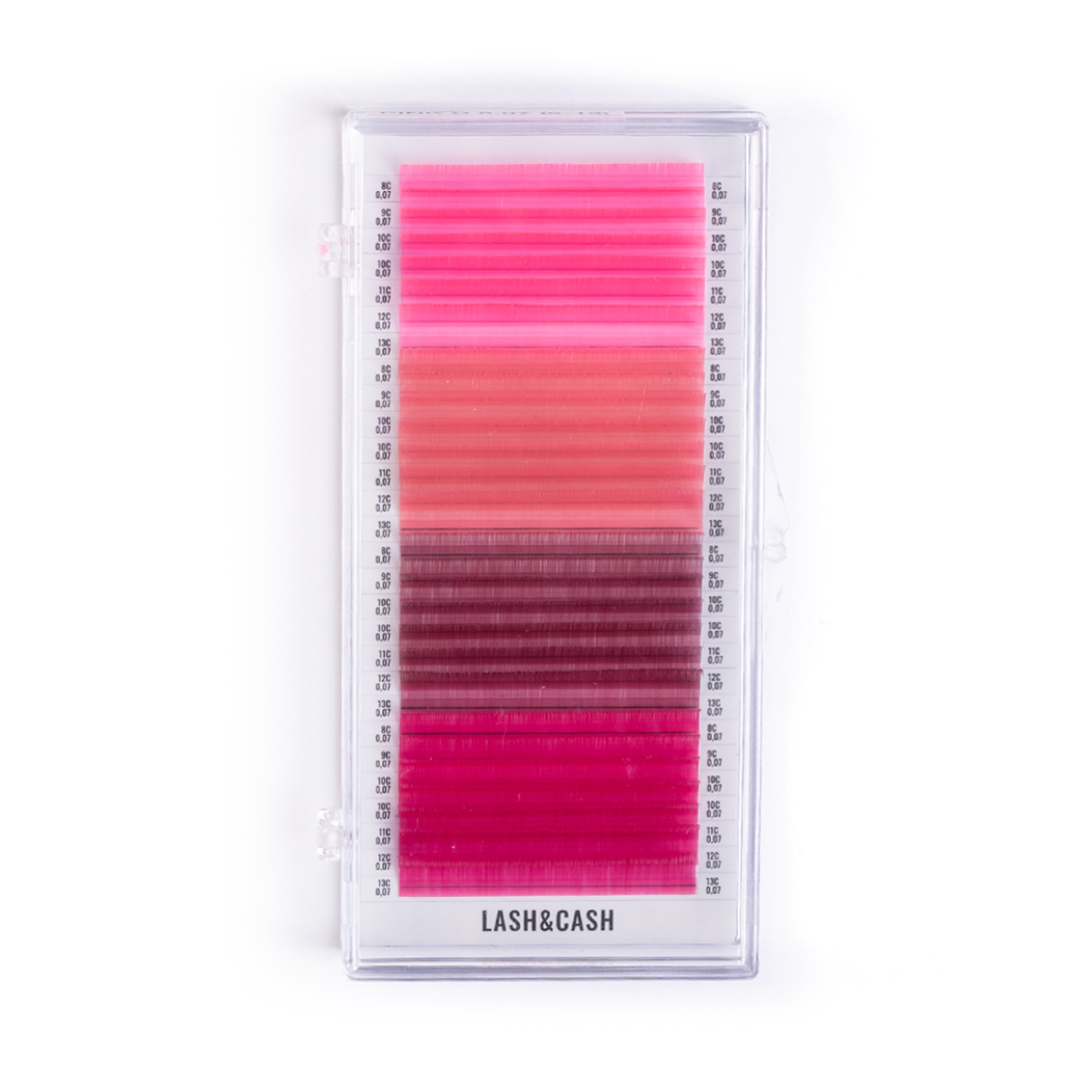 Ресницы для наращивания Sculptor Lash&Cash Vibes Pink, цветные, длина 8–13 мм, 0,07 мм, оттенок L 0,07