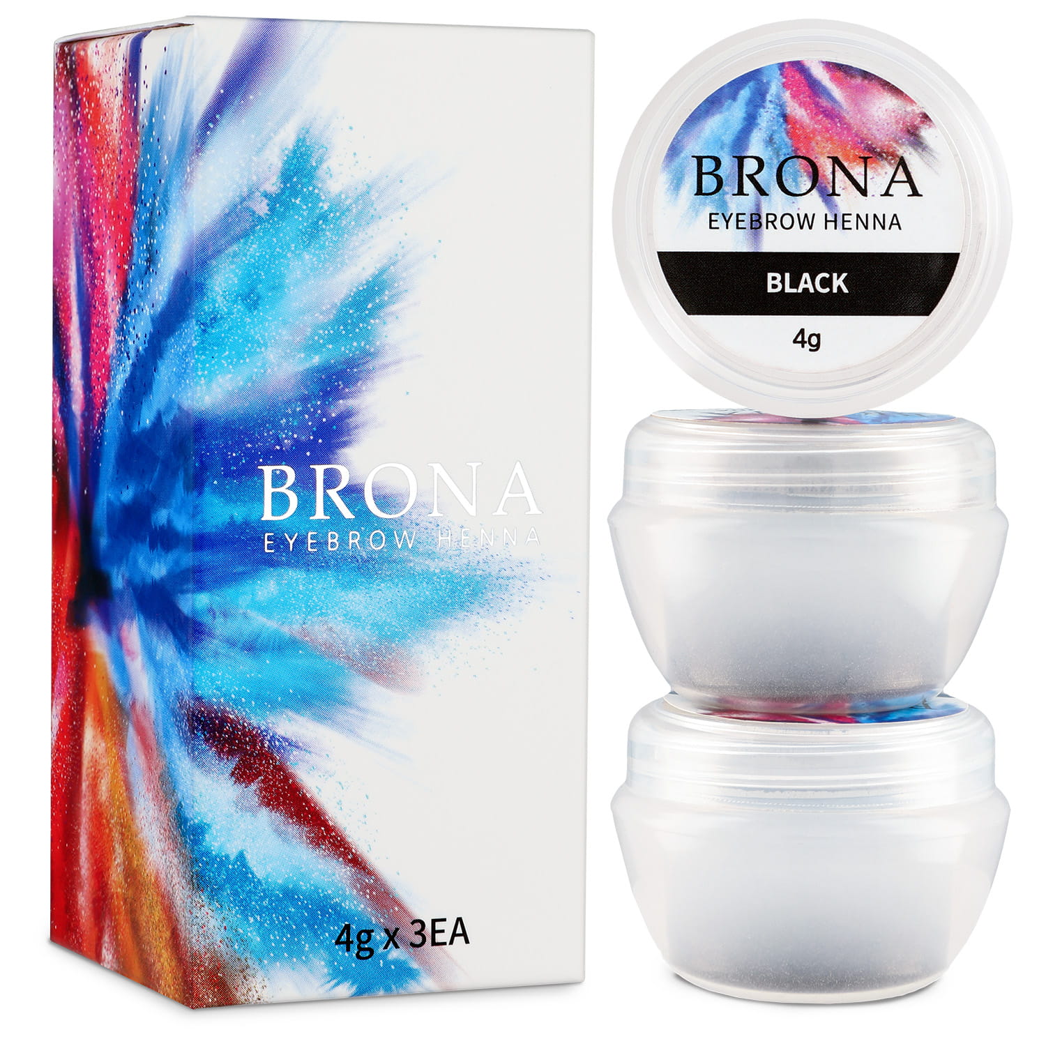 Хна для бровей Brona Henna, оттенок чёрный, 3 × 4 г