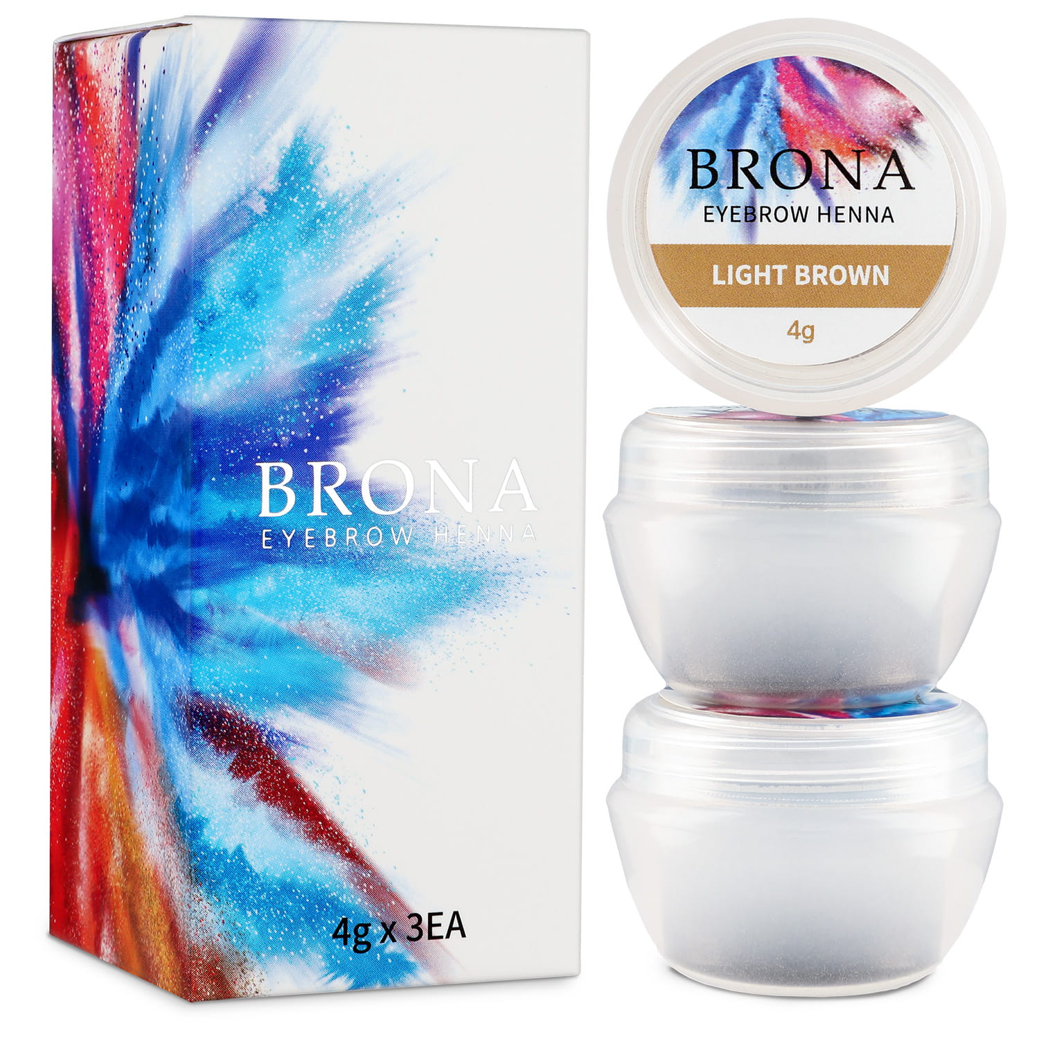 Хна для бровей Brona Henna, 3 × 4 г, оттенок JASNY BRĄZ 3x4g